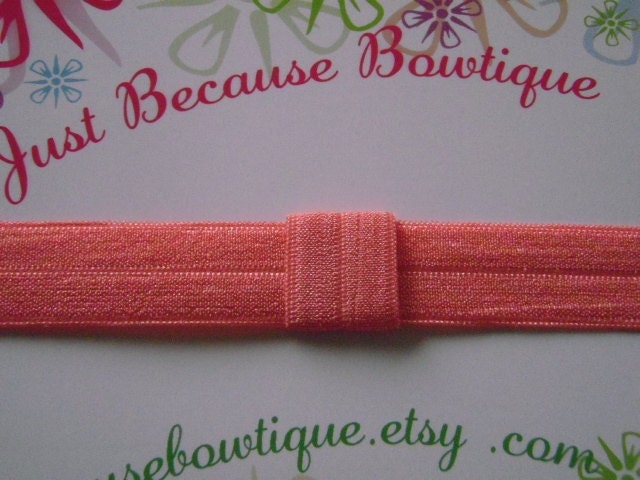 Elastic Headband in Coral Peach - Interchangeable Foldover Elastic - For Girls
