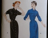 Vintage 50s Sewing Pattern Womens Shirt Inspired Coat Dress Butterick 7356 Sz 16