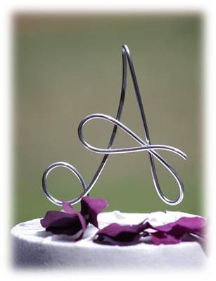 Custom Wire Initial Wedding Cake Topper / Monogram / 5 in high / for Wedding, Anniversary, Birthday Party / Any Letter Available /
