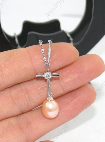 Charm Freshwater Cultured Pearl sterling silver pendant earring set