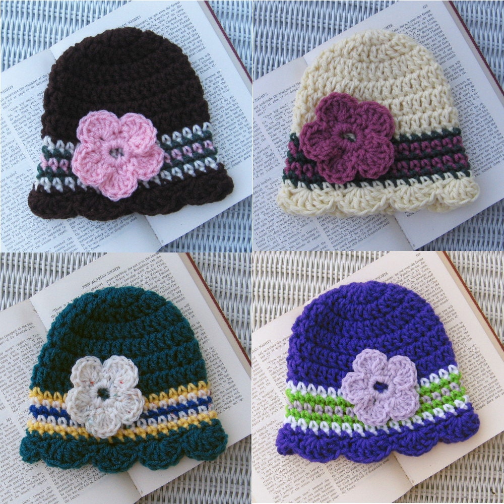 Flapper Beanie for a newborn to 3 Month Old - Photo Prop - Choose One - SALE