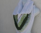 SIGNS OF SPRING V-Cape Cowl with snowy white and spring, lime, forest green peeking through
