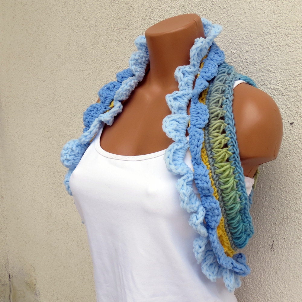 CLOUDY SKY Vest - medium - blues, greens and gold - OOAK