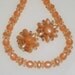 Tangerine Moonglow Necklace Earrings Set Vintage 1960s Mad Men Orange Peach Lucite Crystal Beads
