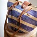 Vintage Woven Jute and Leather Southwest Striped Shoulder Bag