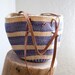 Vintage Woven Jute and Leather Southwest Striped Shoulder Bag