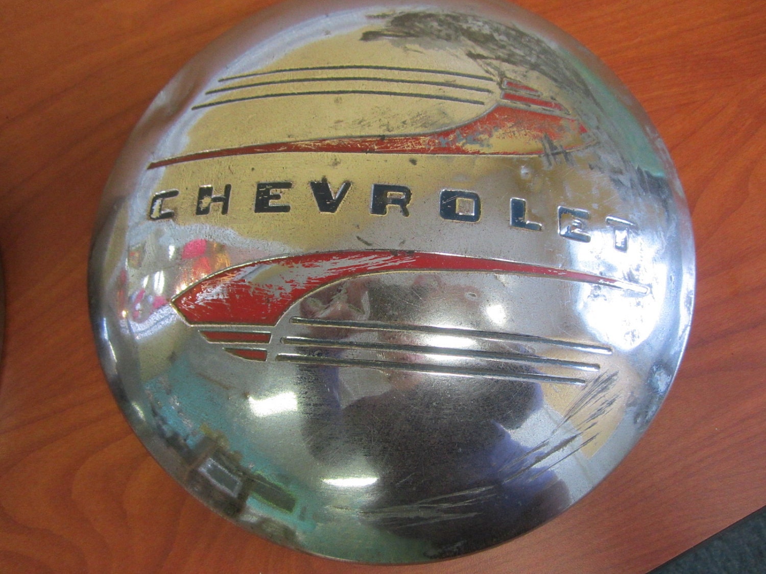 Old Antique 1940s CHEVROLET HUBCAP by curlygirlboutique on Etsy