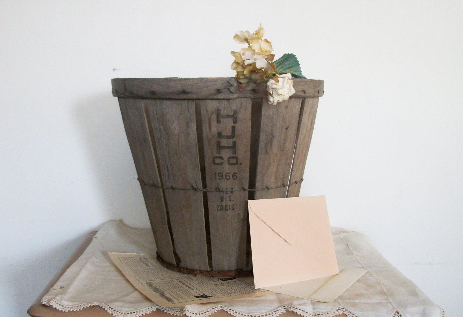 Vintage Orchard Basket- Card Basket For Rustic Outdoor Wedding / Party - HJH Co 1966 - TheeLetterQ
