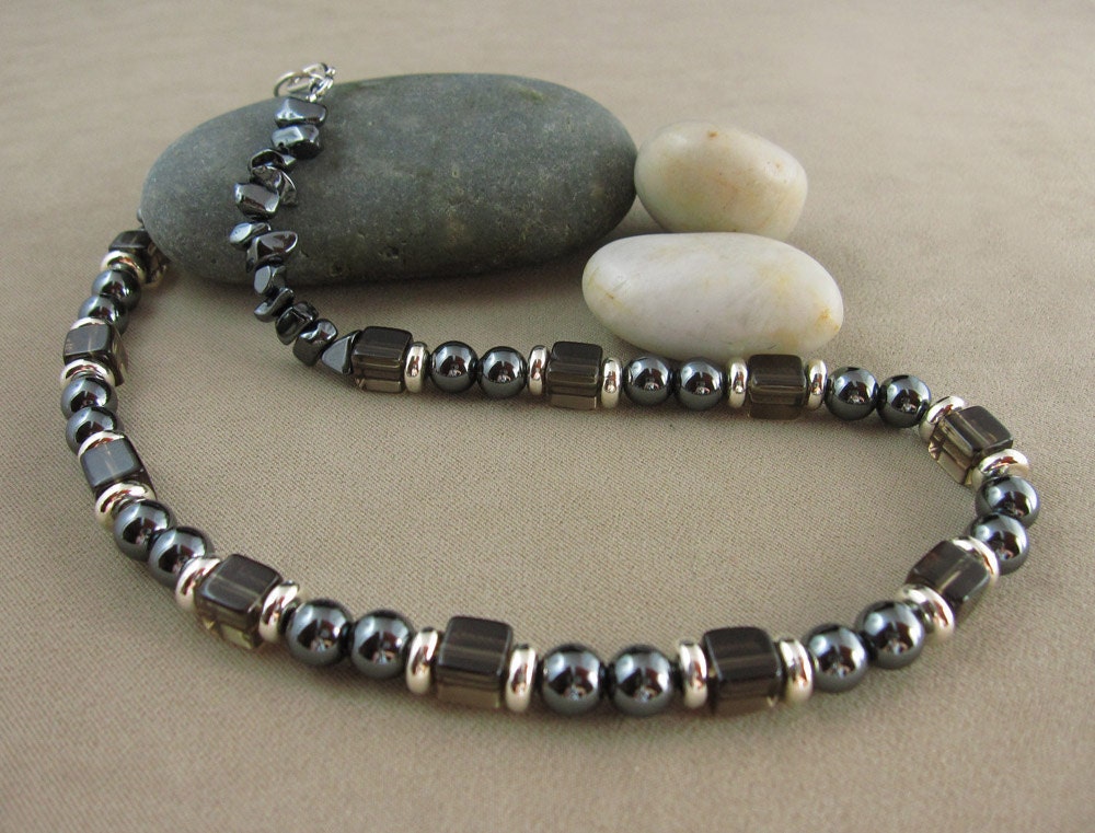 Luck, Logic and Grounding Necklace with Hematite and Smoky Quartz