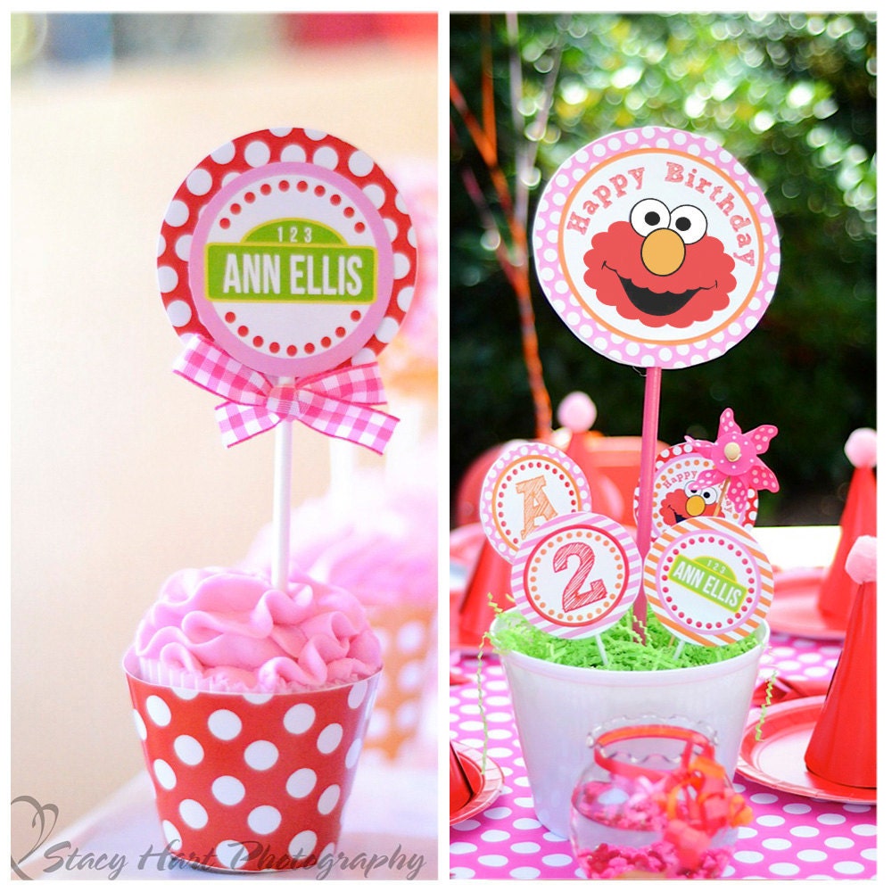 Elmo Birthday - SALE - Elmo Party Printable Set - Pink Version inspired by Sesame Street - by Amanda's Parties To Go Il_570xn