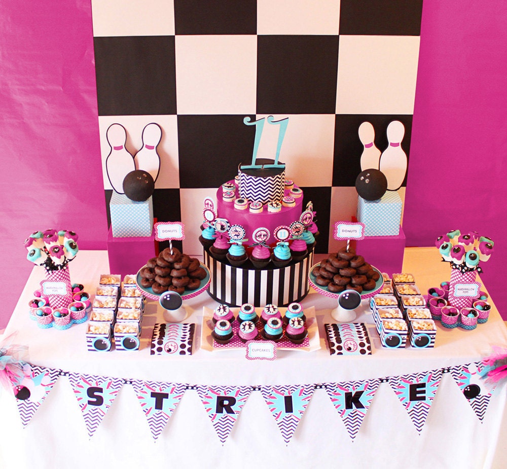 Bowling Party Printables - PINK -Bowling Birthday - Huge Party Set by Amanda's Parties TO GO Il_570xn