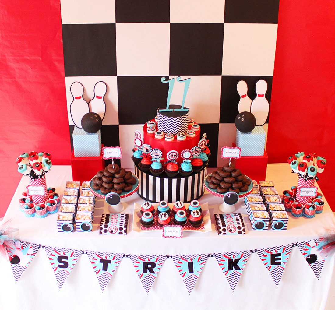 Bowling Party Printables - Bowling Birthday - Huge Party Set by Amanda's Parties TO GO