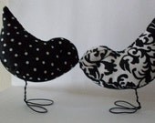 Black and White Paisley Pr. of Love Birds  Wedding Cake Toppers/ Decorations  We Ship Internationally