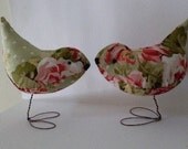 Shabby Chic Pr. of  Rose Garden Love Birds Wedding Cake Toppers Decorations