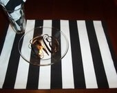 Custom Placemat Set of 4 in Canopy Black and White Stripe