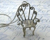 Sterling Silver Victorian Garden Chair Charm Pendant