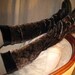 Black Lace Print Velvet Knee High Leg Warmers Boot Socks A657