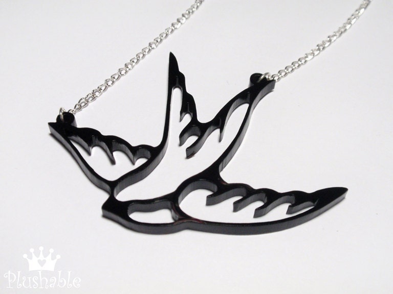 Flying bird acrylic necklace