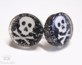Skull earrings studs - Black