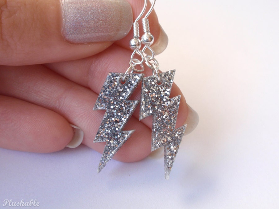 Silver Lightning Bolt Earrings