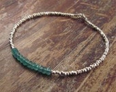 Green Aventurine Bracelet with Karen Hill Tribe Silver Beads