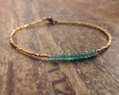 Emerald Bracelet with 24K Yellow Gold Vermeil Beads, May Birthstone Bracelet