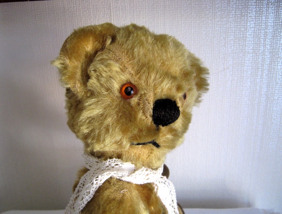 Vintage Mohair Bear Merrythought 1960's Squeaking Teddy Toby