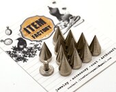 10Pcs 7X10mm NICKEL Cone SPIKE SCREWBACK Studs.