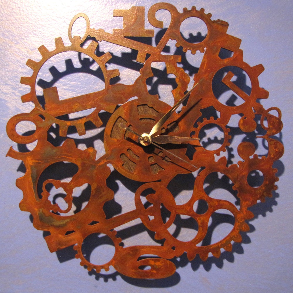 Rusted Steel Steampunk Adventure Wall Clock