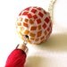 Tasseled pendant necklace ombre Pink Spring large mosaic bead silver chain hot pink tassel color progression red-orange-yellow polymer clay