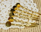 50Pcs Wholesale Antique Gold Hair  pins Clip with 8mm pads NICKEL FREE (pin50-8)