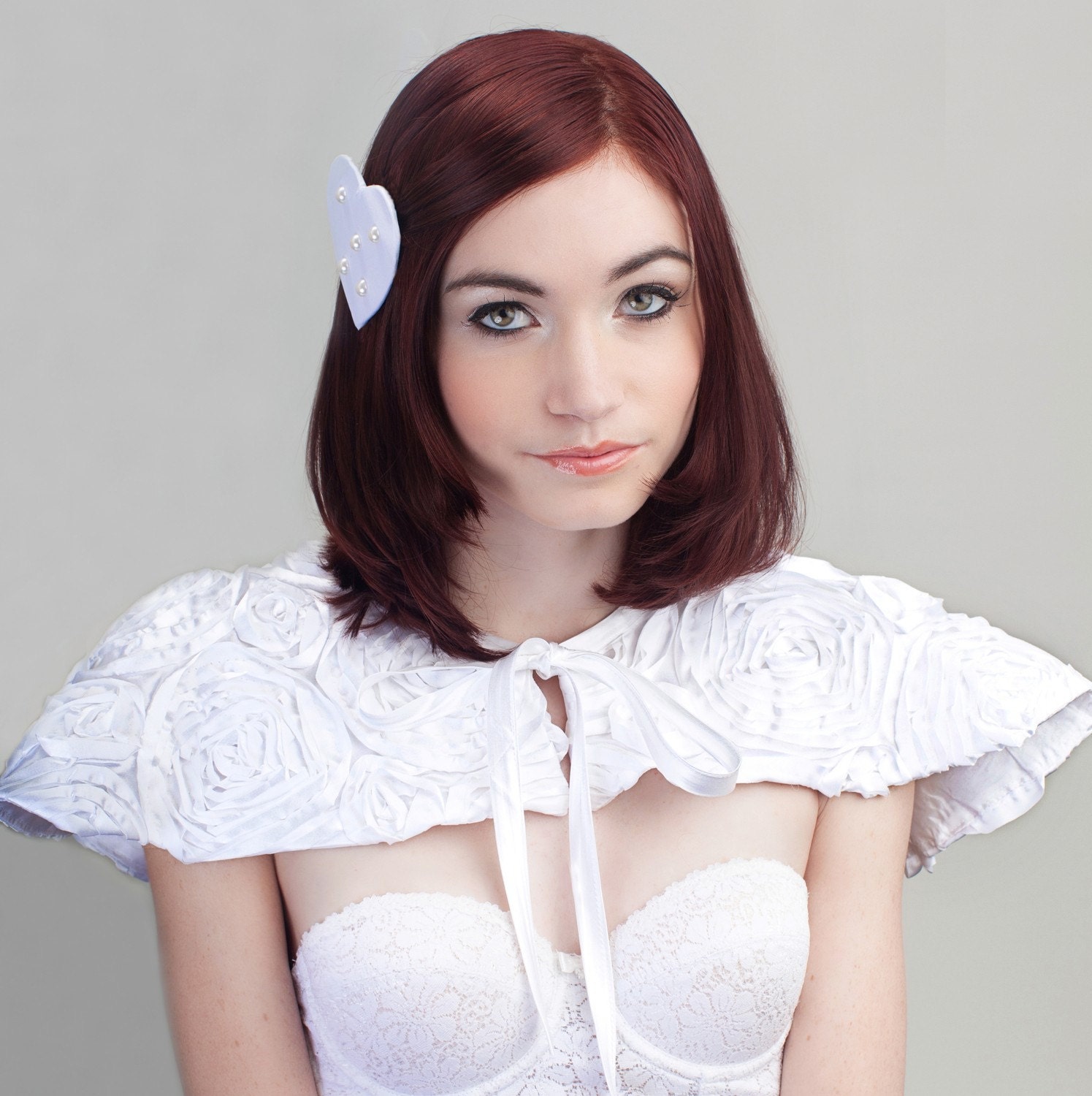 Ribbon Rose Capelet in Satin
