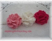 Felt Flower Headband-Mini Alyssa-Handmade Wool Felt  Flower-Cotton Candy Pink, White, Fuschia-U Pick Headband, or Hair Clip, or Brooch