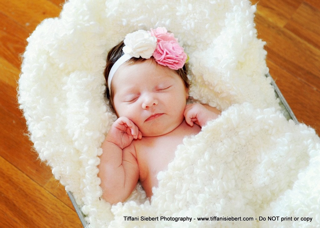 Baby Headbands Felt flower headband Wool Felt Flower Kate-Pink, Cotton Candy, White-U Pick Hair Clip or,headband, or Brooch