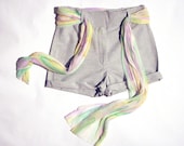 Summer shorts grey pastel silk scarf -Ready to ship