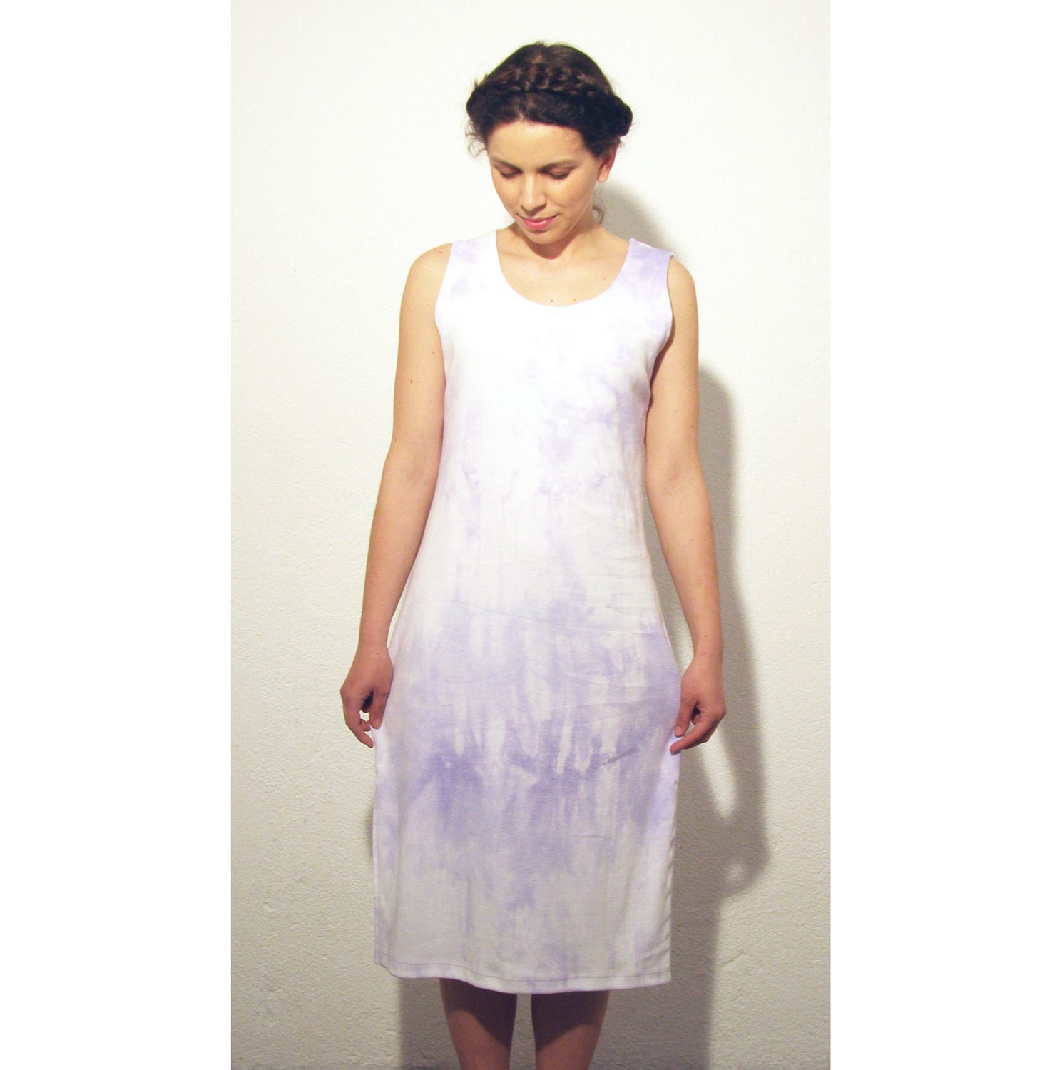 Spring pastel lilac ombre dress tie dye medium   Ready to ship