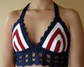 women Bikini top red white navy blue ,beach parties,hoop dance,sunbathing