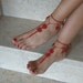 Barefoot Sandals bead ,red wedding , Bikini , Women , Beach , Bridal Shoes , Bridal Sandals , Bridal Jewelry ,shoes , READY TO SHIP