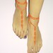 Barefoot Sandals, bead ,deep orange, READY TO SHIP