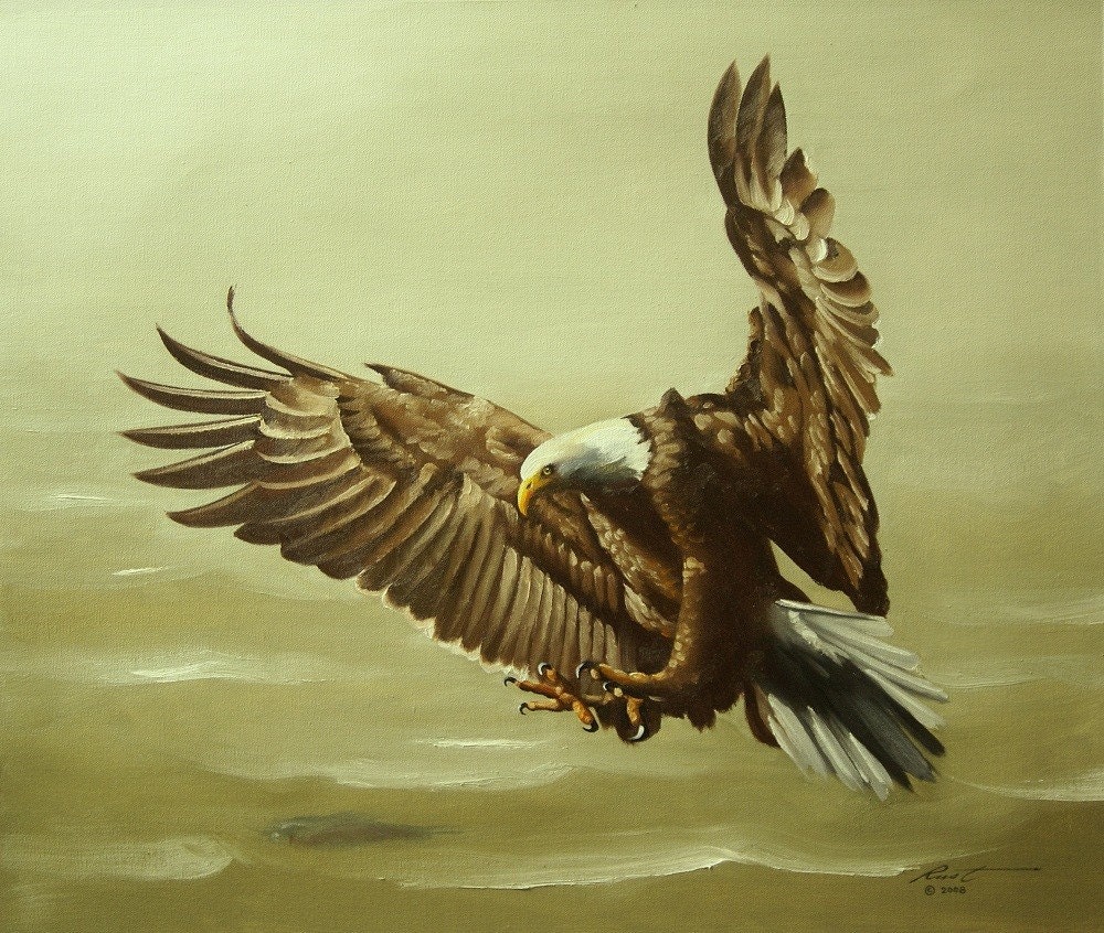 AMERICAN BALD EAGLE wildlife oil painting 20x24 by by rustyart