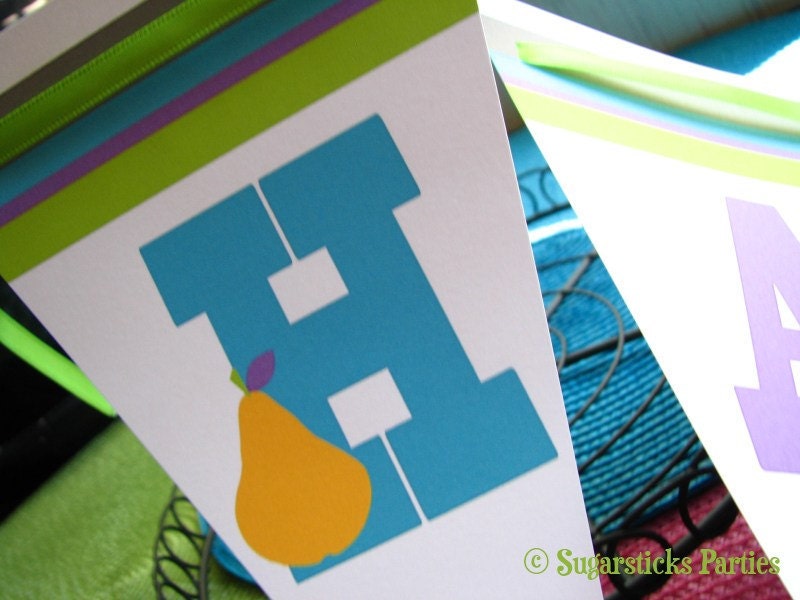 Picnic fruit birthday party banner Il_570xn
