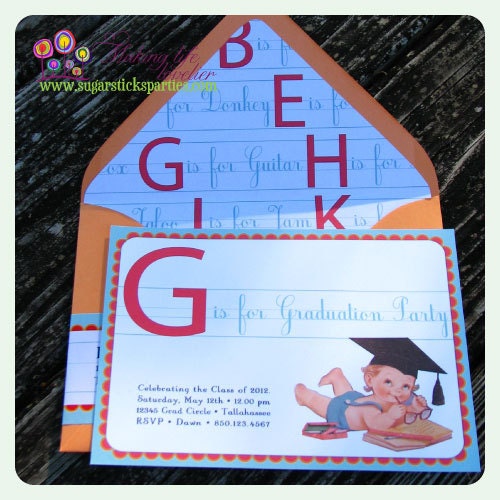 Vintage ABC Party invitation