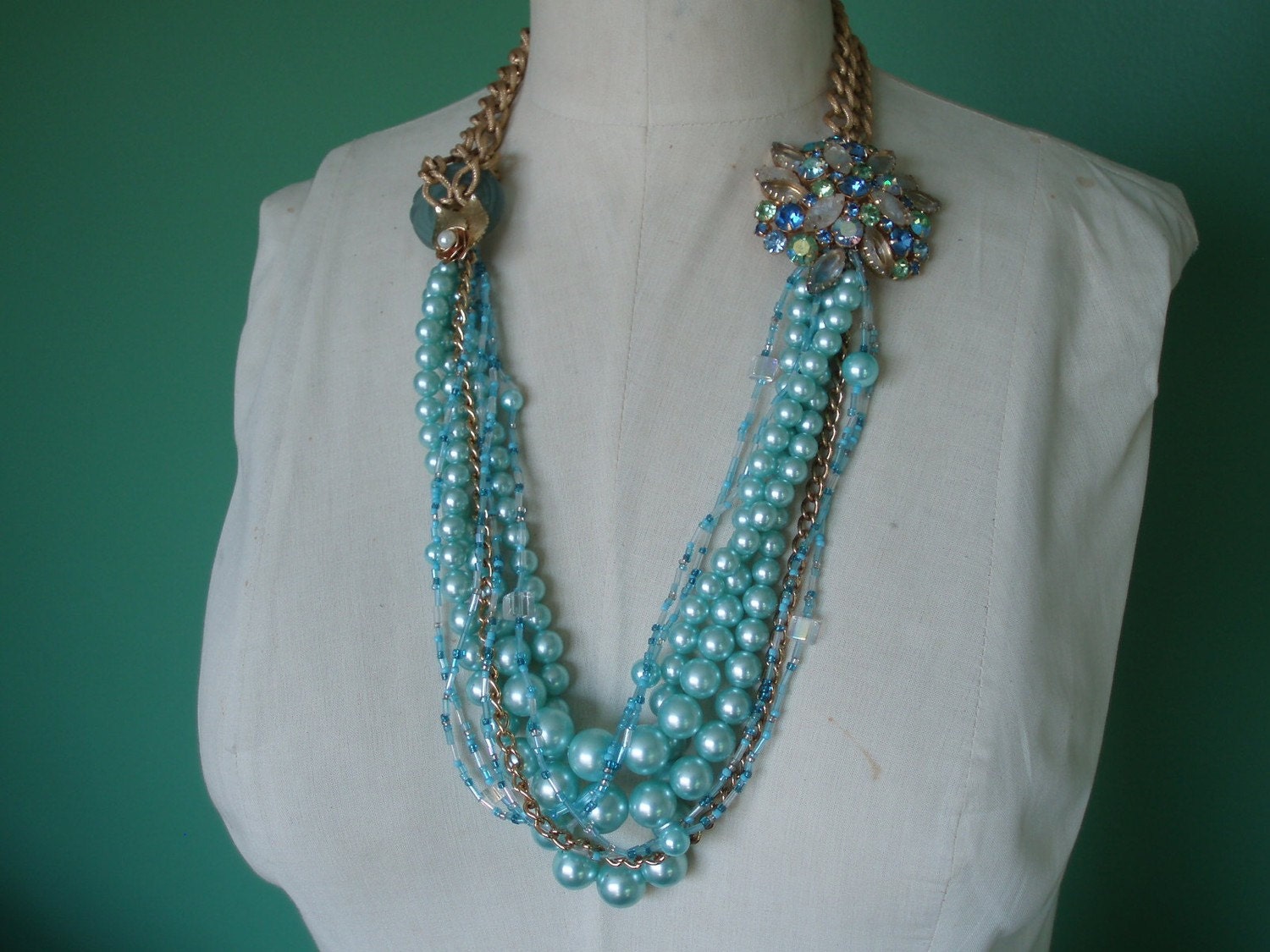 Handcrafted Multi Strand Statement Necklace - Caribbean Dreams
