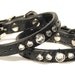 Black Leather Wrist Cuffs with Clear Sparkle Accent- Leather Bracelets