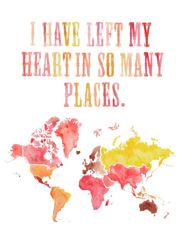 Left My Heart Print with World Map