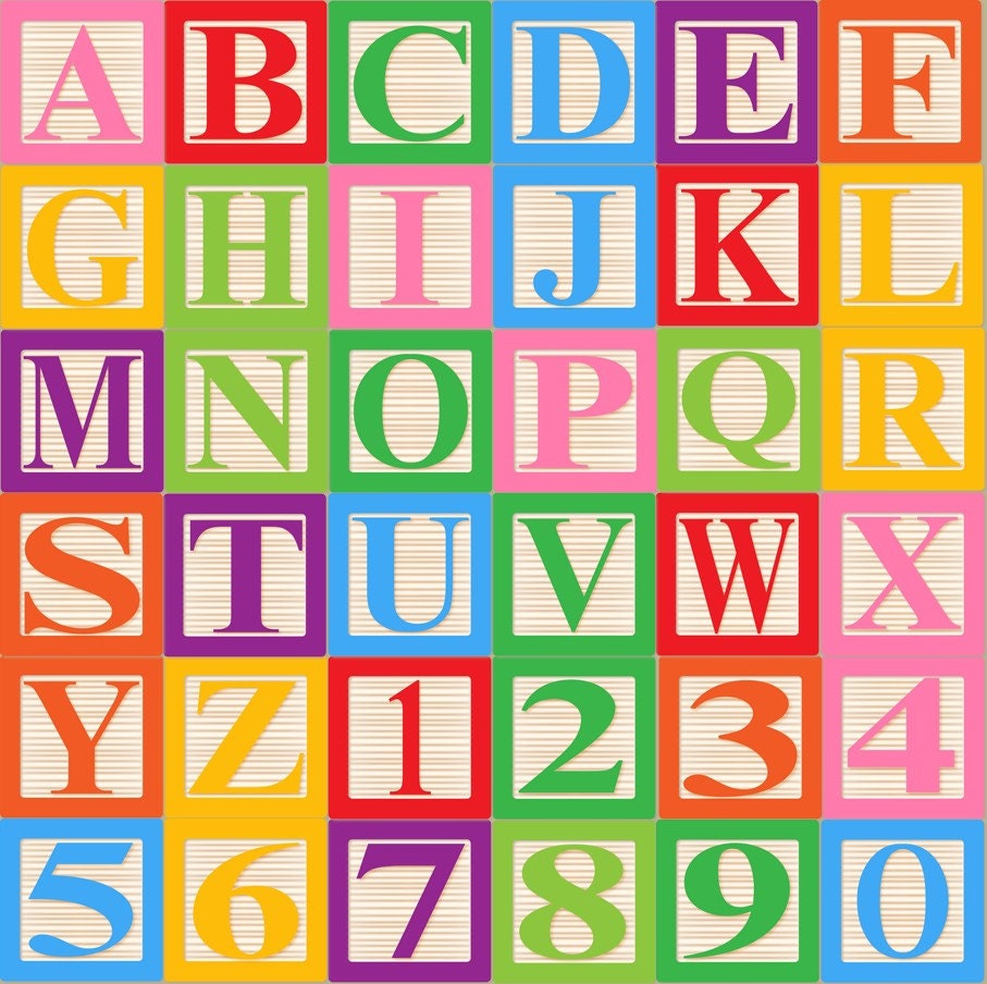 Baby Blocks Alphabet Font Clip Art Clipart - Commercial and Personal