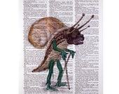 Snail Mardi Gras Costume Print on a Vintage Dictionary Page