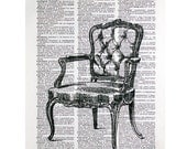Louis XV Chair Print on a Vintage Dictionary Page