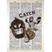 Baseball Catcher Print on a Vintage Dictionary Page