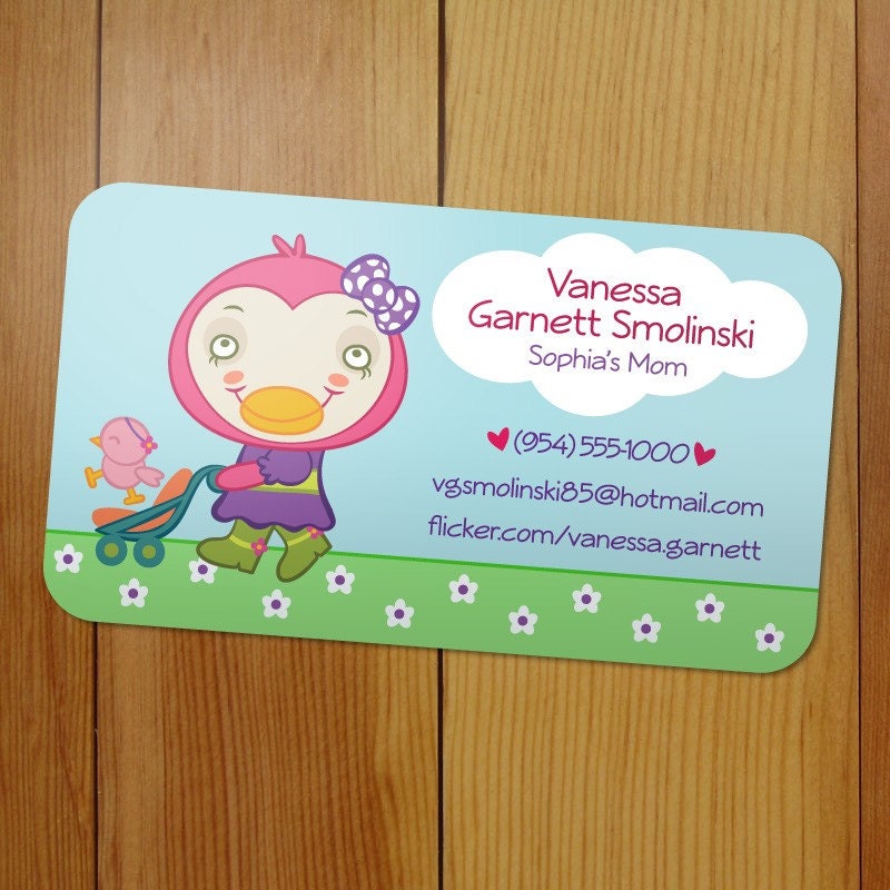 Business cards Calling Card for Mommy with baby Shopping Penguin (100 cards)